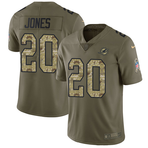 Cheap Nike Miami Dolphins 20 Reshad Jones Olive Camo Youth Stitched NFL Limited 2017 Salute to Service Jersey